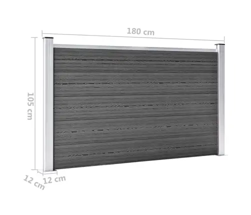 Tvoros Segmentų Rinkinys, Juodos Spalvos, 699X105cm Wpc