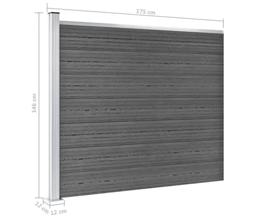 Žoga Paneļu Komplekts, 353X146 Cm, Melns Wpc   Vidaxl