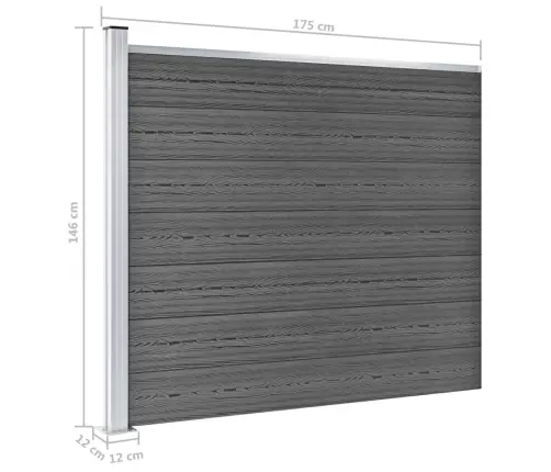 Žoga Paneļu Komplekts, 872X146 Cm, Melns Wpc Vidaxl