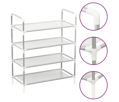 Stovas Batams Su 4 Lentynomis, Sidabrinis, Metalas Ir Audinys