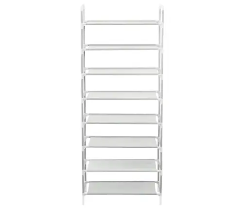 Apavu Skapis, 8 Plaukti, Metāls, Neausts Audums, Sudraba Krāsā Vidaxl