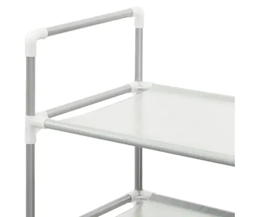 Apavu Skapis, 8 Plaukti, Metāls, Neausts Audums, Sudraba Krāsā Vidaxl