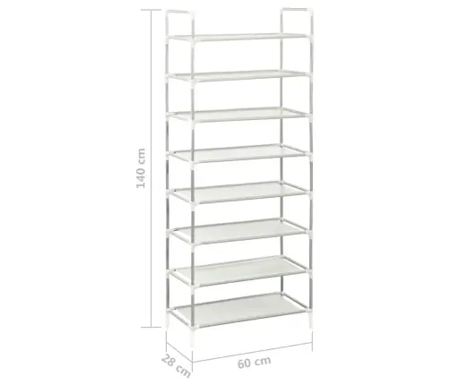Apavu Skapis, 8 Plaukti, Metāls, Neausts Audums, Sudraba Krāsā Vidaxl
