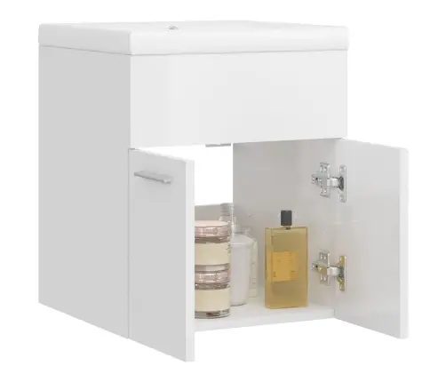 Valamukapp Sisseehitatud Valamuga, Kõrgläikega Valge, Tehispuit Valamukapp Sisseehitatud Valamuga, Kõrgläikega Valge, Tehispuit