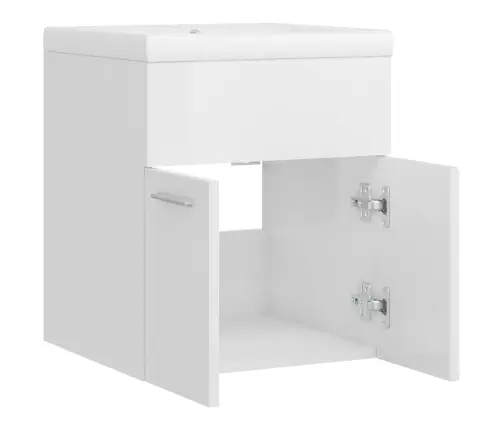 Valamukapp Sisseehitatud Valamuga, Kõrgläikega Valge, Tehispuit Valamukapp Sisseehitatud Valamuga, Kõrgläikega Valge, Tehispuit