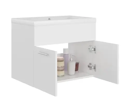 Skapītis Ar Iebūvētu Izlietni, Balts, Skaidu Plāksne Vidaxl