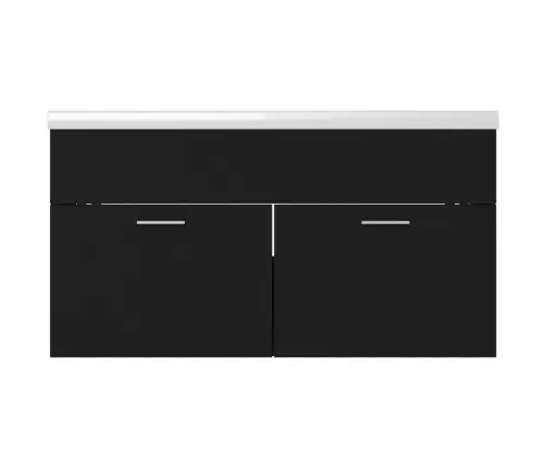 Skapītis Ar Iebūvētu Izlietni, Melns, Inženierijas Koks Vidaxl