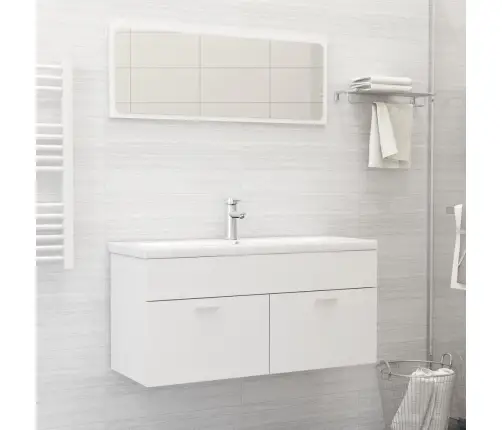 Skapītis Ar Iebūvētu Izlietni, Balts, Skaidu Plāksne Vidaxl