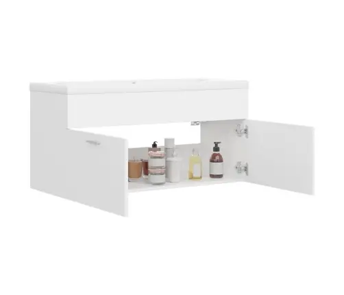 Skapītis Ar Iebūvētu Izlietni, Balts, Skaidu Plāksne Vidaxl