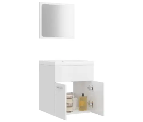 Vannasistabas Mēbeļu Komplekts, Spīdīgi Balts, Skaidu Plāksne Vidaxl