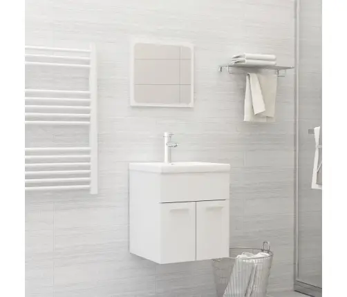 Vannasistabas Mēbeļu Komplekts, Spīdīgi Balts, Skaidu Plāksne Vidaxl