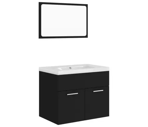 Vannitoamööblikomplekt, Must, Puitlaastplaat Vannitoamööblikomplekt, Must, Puitlaastplaat