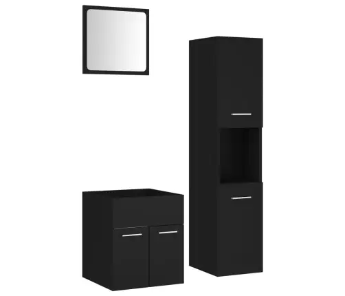 Vannitoamööblikomplekt, Must, Puitlaastplaat