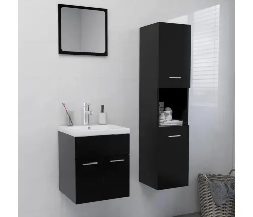 Vannitoamööblikomplekt, Must, Puitlaastplaat