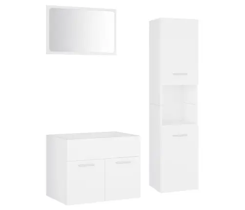 Vannitoamööblikomplekt, Valge, Tehispuit