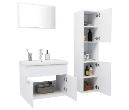 Vannitoamööblikomplekt, Valge, Tehispuit