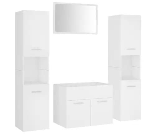 Vonios Kambario Baldų Komplektas, Baltas, Apdirbta Mediena