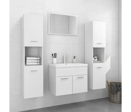 Vonios Kambario Baldų Komplektas, Baltas, Apdirbta Mediena