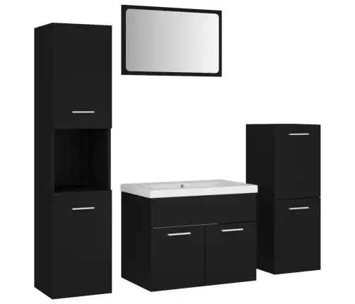 Vannasistabas Mēbeļu Komplekts, Melns, Skaidu Plāksne Vidaxl Vannasistabas Mēbeļu Komplekts, Melns, Skaidu Plāksne Vidaxl