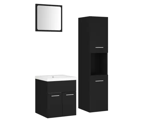 Vannasistabas Mēbeļu Komplekts, Melns, Skaidu Plāksne Vidaxl Vannasistabas Mēbeļu Komplekts, Melns, Skaidu Plāksne Vidaxl