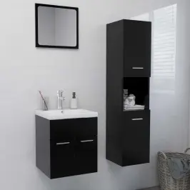 Vannasistabas Mēbeļu Komplekts, Melns, Skaidu Plāksne Vidaxl