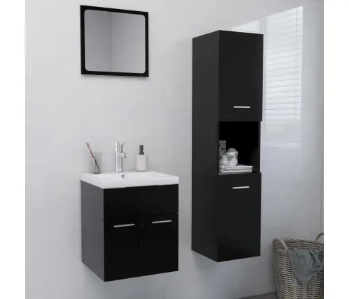 Vannasistabas Mēbeļu Komplekts, Melns, Skaidu Plāksne Vidaxl Vannasistabas Mēbeļu Komplekts, Melns, Skaidu Plāksne Vidaxl