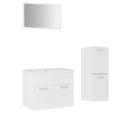 Vonios Kambario Baldų Komplektas, Baltas, Apdirbta Mediena