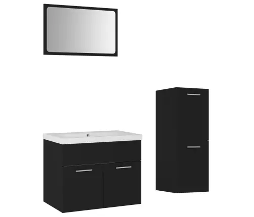 Vannasistabas Mēbeļu Komplekts, Melns, Skaidu Plāksne Vidaxl Vannasistabas Mēbeļu Komplekts, Melns, Skaidu Plāksne Vidaxl