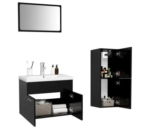 Vannasistabas Mēbeļu Komplekts, Melns, Skaidu Plāksne Vidaxl Vannasistabas Mēbeļu Komplekts, Melns, Skaidu Plāksne Vidaxl