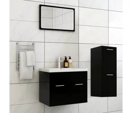 Vannasistabas Mēbeļu Komplekts, Melns, Skaidu Plāksne Vidaxl Vannasistabas Mēbeļu Komplekts, Melns, Skaidu Plāksne Vidaxl