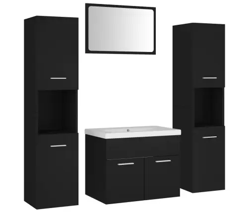Vannasistabas Mēbeļu Komplekts, Melns, Skaidu Plāksne Vidaxl Vannasistabas Mēbeļu Komplekts, Melns, Skaidu Plāksne Vidaxl