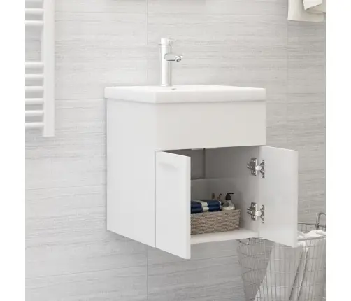 Skapītis Ar Iebūvētu Izlietni, Spīdīgi Balts, Inženierijas Koks Vidaxl Skapītis Ar Iebūvētu Izlietni, Spīdīgi Balts, Inženierijas Koks Vidaxl