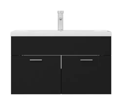 Skapītis Ar Iebūvētu Izlietni, Melns, Inženierijas Koks Vidaxl