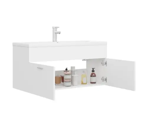 Praustuvo Spintelė Su Įmontuotu Praustuvu, Baltos Spalvos, Mdp