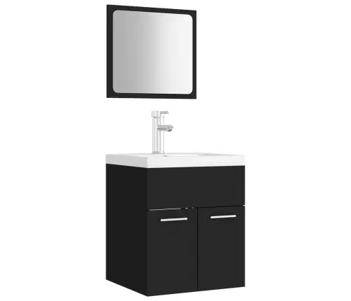 Vannitoamööblikomplekt, Must, Puitlaastplaat Vannitoamööblikomplekt, Must, Puitlaastplaat