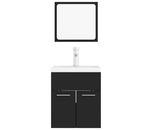 Vannitoamööblikomplekt, Must, Puitlaastplaat Vannitoamööblikomplekt, Must, Puitlaastplaat