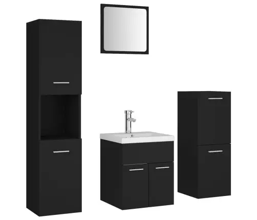 Vonios Kambario Baldų Komplektas, Juodos Spalvos, Mdp