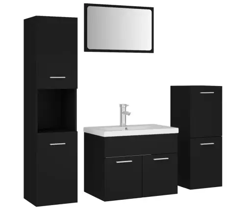 Vonios Kambario Baldų Komplektas, Juodos Spalvos, Mdp
