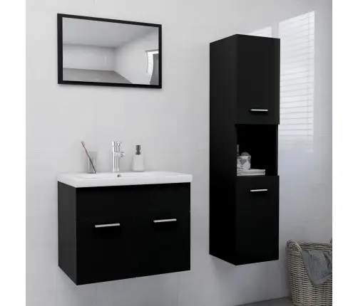 Vannasistabas Mēbeļu Komplekts, Melns, Skaidu Plāksne Vidaxl