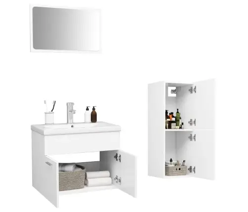 Vannasistabas Mēbeļu Komplekts, Balts, Inženierijas Koks Vidaxl