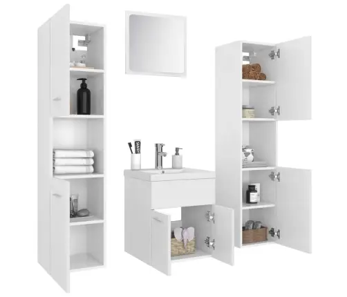 Vonios Kambario Baldų Komplektas, Baltos Spalvos, Mdp