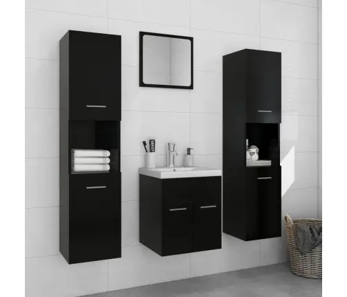 Vannitoamööblikomplekt, Must, Puitlaastplaat