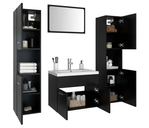 Vannasistabas Mēbeļu Komplekts, Melns, Skaidu Plāksne Vidaxl