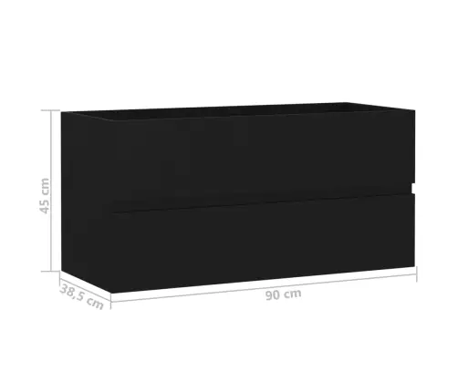 Praustuvo Spintelė Su Praustuvu, Juoda, Apdirbta Mediena