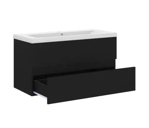 Praustuvo Spintelė Su Praustuvu, Juoda, Apdirbta Mediena