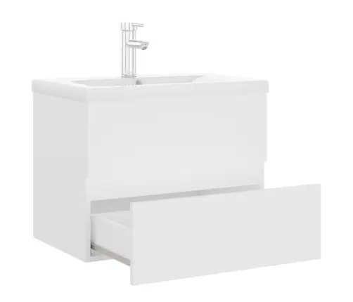 Skapītis Ar Iebūvētu Izlietni, Balts, Skaidu Plāksne Vidaxl