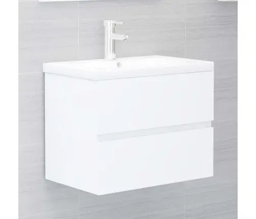 Skapītis Ar Iebūvētu Izlietni, Balts, Skaidu Plāksne Vidaxl