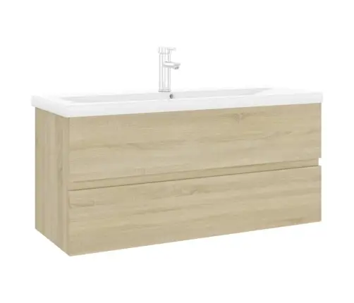 Skapītis Ar Iebūvētu Izlietni, Ozolkoka Krāsā, Skaidu Plāksne Vidaxl