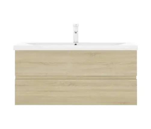 Skapītis Ar Iebūvētu Izlietni, Ozolkoka Krāsā, Skaidu Plāksne Vidaxl