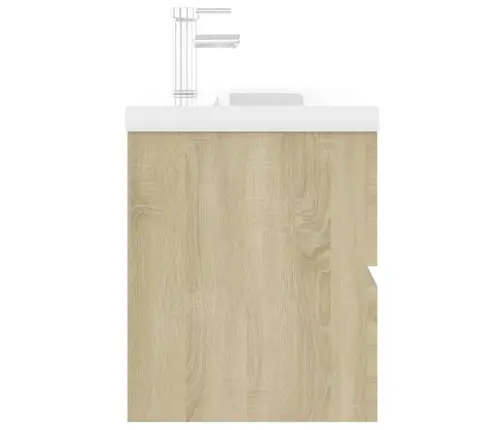 Skapītis Ar Iebūvētu Izlietni, Ozolkoka Krāsā, Skaidu Plāksne Vidaxl